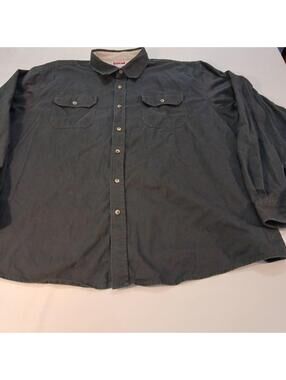 Wrangler Premium Quality Long Sleeve Button Up Pocket Black Shirt Men's Size 2XT